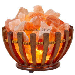 Wooden Basket Salt Lamp